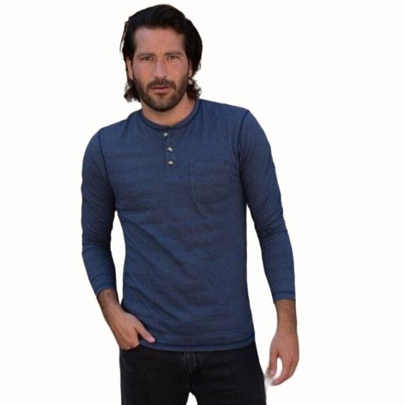 PX Other - PX Clothing Harper Long Sleeve Henley 3 Button Navy Blue Heather Cotton NEW XXL